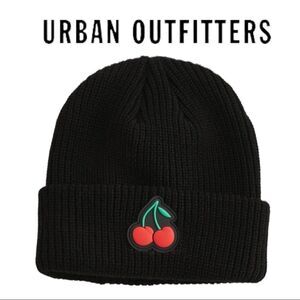 NEW Urban Outfitters UO Mr. Natural Cherry Black Hat Cap Beanie